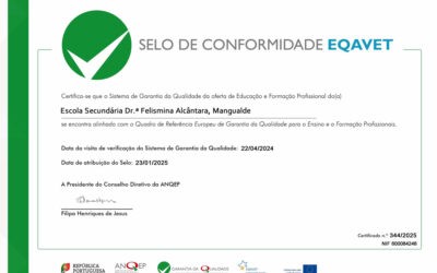 Renovação do selo EQAVET por mais três anos.